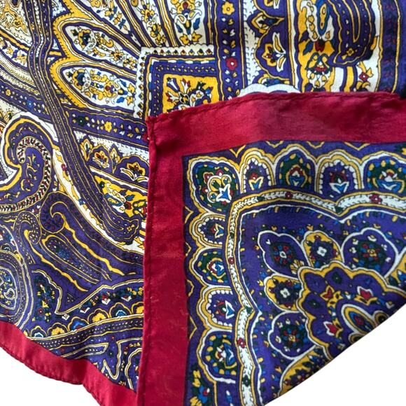 Vintage Silk Paisley Scarf Specialty House Japan Red Border 34” Square - Picture 3 of 5